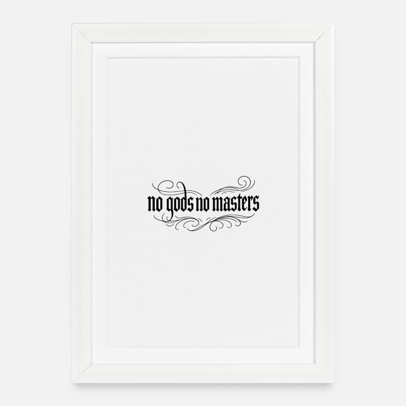 Pas de dieux, pas de maîtres Gothique - Affiche encadrée (27 × 37 cm) - blanc