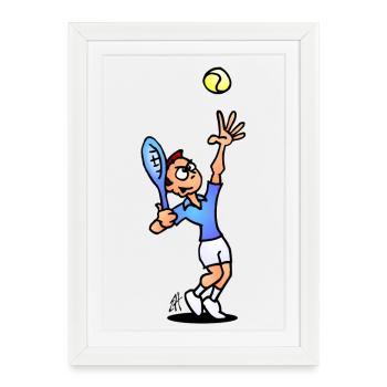 Tennis Serve, Full Color Design - Framed poster (27 × 37 cm) - white - Front