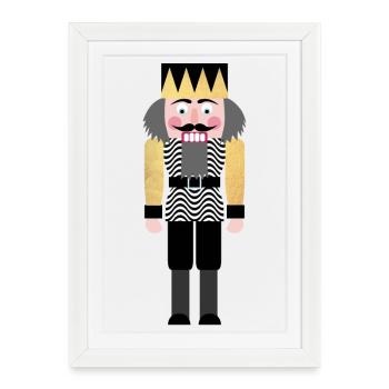 Nussknacker Gold Wellen Weihnachten Deko Tradition - Gerahmtes Poster (27 × 37 cm) - Weiß - Vorne