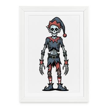 Creepy Christmas Zombie Skeleton Gnome Gothic - Framed poster (27 × 37 cm) - white - Front