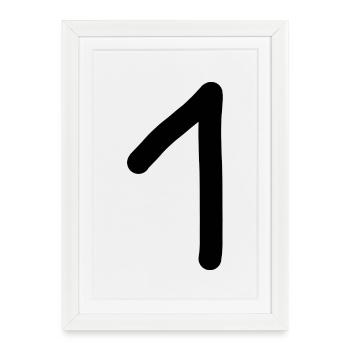 1 numéro un noir anniversaire - Affiche encadrée (27 × 37 cm) - blanc - Devant