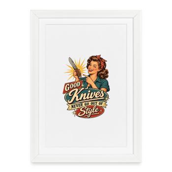 Retro Pinup Knife Style - Framed poster (27 × 37 cm) - white - Front