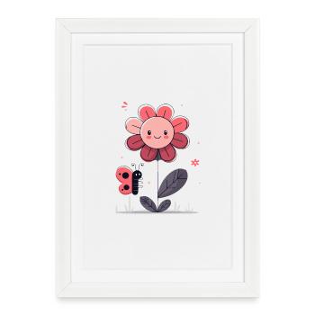 Flower with butterfly - Framed poster (27 × 37 cm) - white - Front