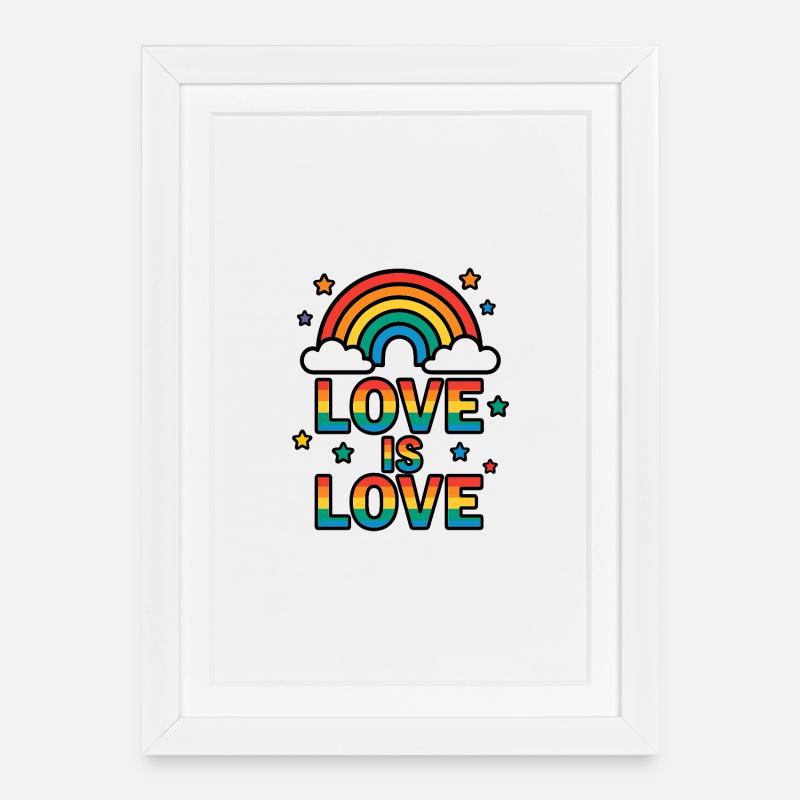 Bunter Regenbogen mit Liebesbotschaft - Gerahmtes Poster (27 × 37 cm) - Weiß