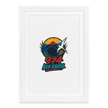 Ker Kreol 974 Island emblématique 02 - Affiche encadrée (27 × 37 cm) - blanc - Devant