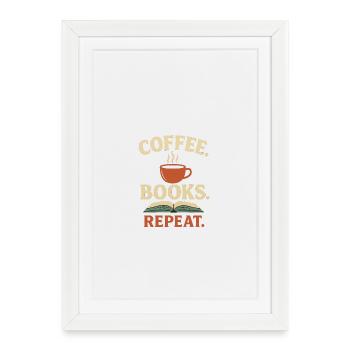 Coffee books repeat - Gerahmtes Poster (27 × 37 cm) - Weiß - Vorne