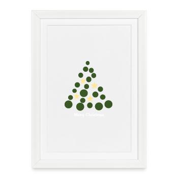 Arbre en cercle avec des étoiles – Joyeux Noël - Affiche encadrée (27 × 37 cm) - blanc - Devant