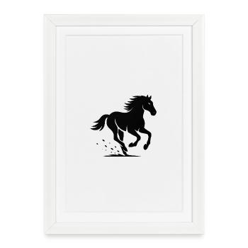Silhouette de galop de cheval - Affiche encadrée (27 × 37 cm) - blanc - Devant