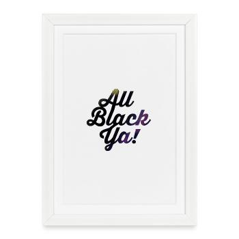 Police noire rayée néon Ya - Affiche encadrée (27 × 37 cm) - blanc - Devant