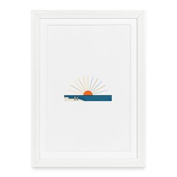 Esthétique minimaliste du soleil à la plage - Affiche encadrée (27 × 37 cm) - blanc - Devant