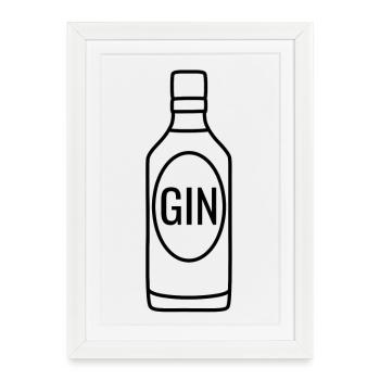 Bouteille de gin - Affiche encadrée (27 × 37 cm) - blanc - Devant