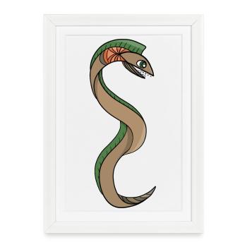 A Snake with sharp teeth - Framed poster (27 × 37 cm) - white - Front