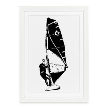 Planche à voile - Affiche encadrée (27 × 37 cm) - blanc - Devant