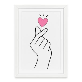 Cœur de doigt K-Pop - Affiche encadrée (27 × 37 cm) - blanc - Devant