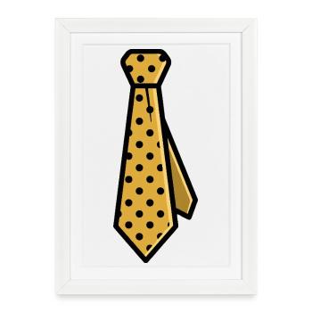 Polka Dot Tie Yellow Retro Dapper Style - Framed poster (27 × 37 cm) - white - Front