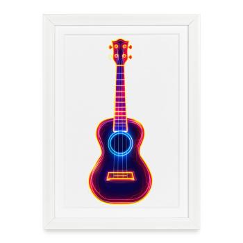 Retro Ukulele Synthwave - Framed poster (27 × 37 cm) - white - Front