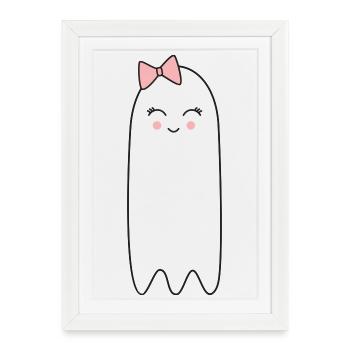 Ghost with Pink Bow – Cute Halloween Design - Framed poster (27 × 37 cm) - white - Front