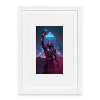 Pharaoh in neon light - Framed poster (27 × 37 cm) - white - Front