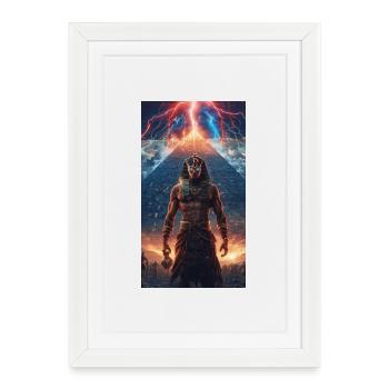 Pharaon du Tonnerre devant la pyramide - Affiche encadrée (27 × 37 cm) - blanc - Devant
