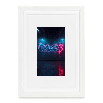 Graffiti néon Omega3 - Affiche encadrée (27 × 37 cm) - blanc - Devant