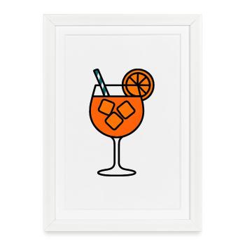 Idée cadeau en verre Spritz pour fête - Affiche encadrée (27 × 37 cm) - blanc - Devant