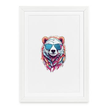 Panda sunglasses in neon colors - Framed poster (27 × 37 cm) - white - Front
