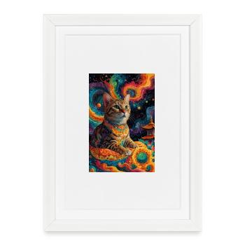 Chat Bouddha - Affiche encadrée (27 × 37 cm) - blanc - Devant
