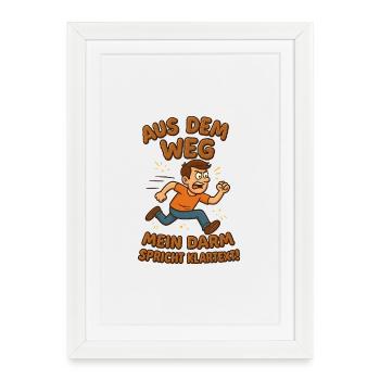 Hors du chemin Toilet Intestines Texte brut - Affiche encadrée (27 × 37 cm) - blanc - Devant