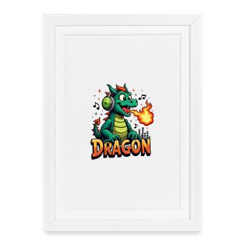 Klangdrache Feueratem - Gerahmtes Poster (27 × 37 cm) - Weiß - Vorne