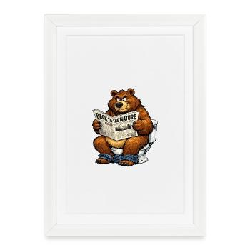 Nature Bear Back to Nature T-Shirt - Framed poster (27 × 37 cm) - white - Front