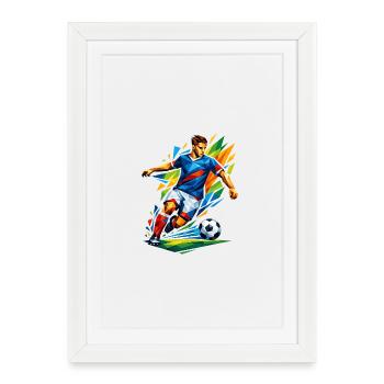 Geometric Football Explosion - Framed poster (27 × 37 cm) - white - Front