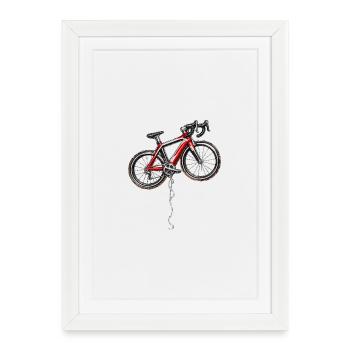 Bike Road Cyclist Graphic Balloon and Ribbon - Framed poster (27 × 37 cm) - white - Front