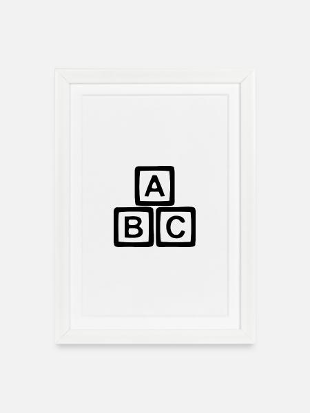 ABC - Innrammet plakat (27 × 37 cm) - hvit