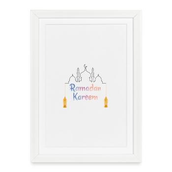 Ramadan Kareem Aquarelle Arc en Ciel - Affiche encadrée (27 × 37 cm) - blanc - Devant