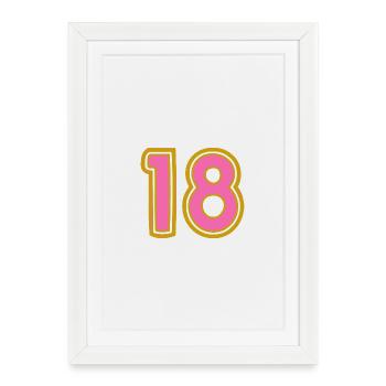18. 18 ANS. 18e ANNIVERSAIRE. ANNIVERSAIRE 18 ANS. - Affiche encadrée (27 × 37 cm) - blanc - Devant