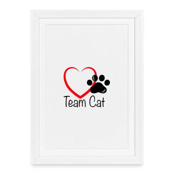 Team Cat mit Herz - Gerahmtes Poster (27 × 37 cm) - Weiß - Vorne