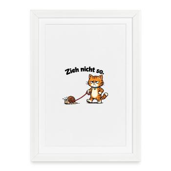 Cat frustration when pulling snails - Framed poster (27 × 37 cm) - white - Front
