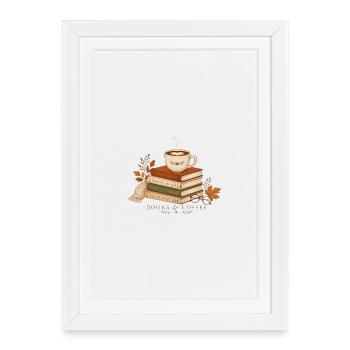 Books and Coffee - Framed poster (27 × 37 cm) - white - Front