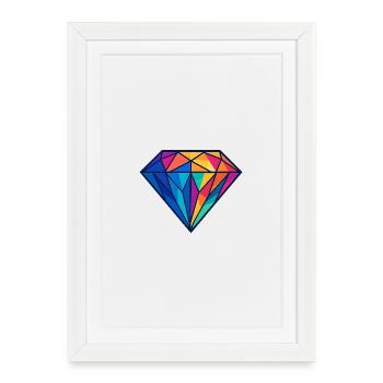Geometric Diamond | Colorful/rainbow design - Framed poster (27 × 37 cm) - white - Front