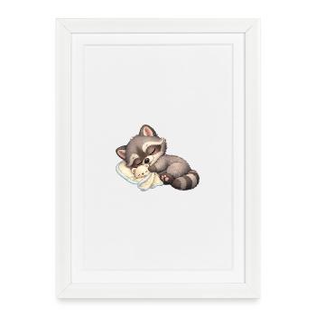 Baby Oskar with comforter - Framed poster (27 × 37 cm) - white - Front