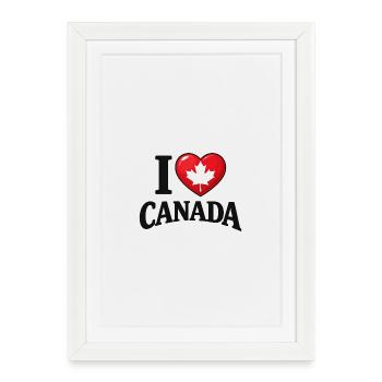 I Love Canada – Message avec feuille d'érable - Affiche encadrée (27 × 37 cm) - blanc - Devant