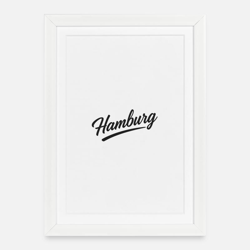 Hamburg Script City Design with Underline - Gerahmtes Poster (27 × 37 cm) - Weiß