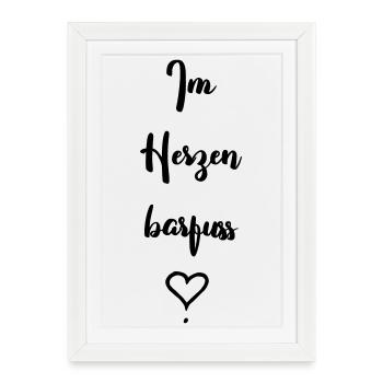 Im Herzen barfuss - Gerahmtes Poster (27 × 37 cm) - Weiß - Vorne