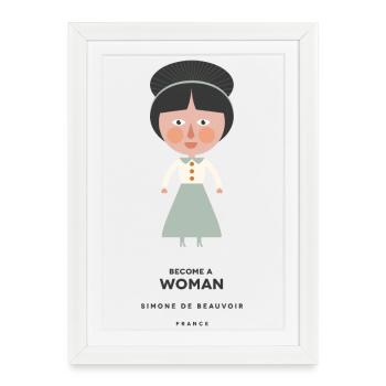 Simone De Beauvoir - Gerahmtes Poster (27 × 37 cm) - Weiß - Vorne