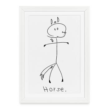 cheval. (lignes noires) (par Leni Riosa) - Affiche encadrée (27 × 37 cm) - blanc - Devant