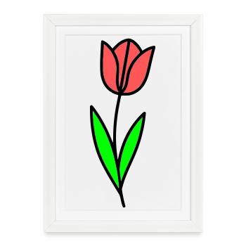 Bande dessinée Tulip Fleur - Affiche encadrée (27 × 37 cm) - blanc - Devant