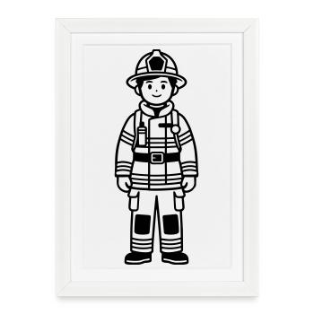 pompiers - Affiche encadrée (27 × 37 cm) - blanc - Devant