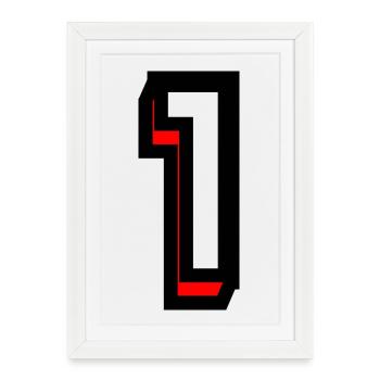 1. 1 AN. 1er ANNIVERSAIRE. ANNIVERSAIRE 1 AN - Affiche encadrée (27 × 37 cm) - blanc - Devant