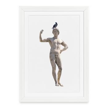 Roman statue with dove on its head - Framed poster (27 × 37 cm) - white - Front