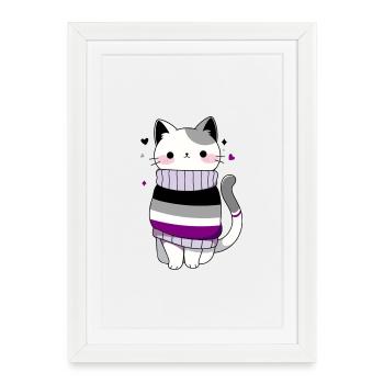 Chat asexuel, Queer, LGBTQ+, Asexualité (CSD) - Affiche encadrée (27 × 37 cm) - blanc - Devant